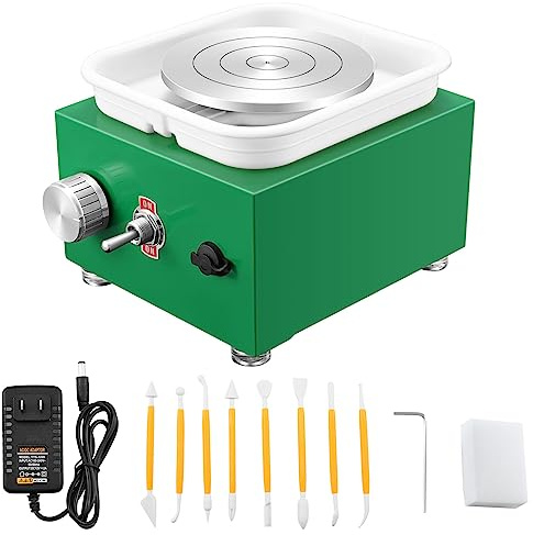Pottery Wheel, Mini Electric Pottery Wheels with 2 Turntables 6.5cm/10cm, Clay Tools and Removable ABS Basin, Pottery Wheel for Adults Kids Beginners DIY Clay Art