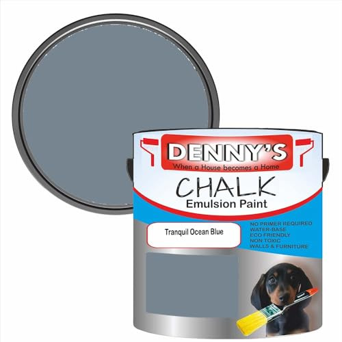 SCOOBYS PAINTS BACK IN THE MIX Chalk Emulsion Matt Paint, Water-Based, No Primer Required, For Walls and Furniture Dark Blue, (Tranquil Ocean Blue, 2.5L Tin)