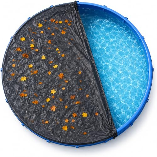 Poolöverdrag runt – extra tjockt 200 g/m² presenning – UV-resistent sol sommar och vinter, poolpresenning svart – poolpresenning (366 – 400 cm (Ø 460 cm))