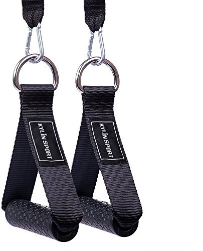 KYLIN SPORT 2 PCS de Poignées de Résistance Poignée de Tirage Musculation Accessoire pour Machine Smith Bande de Résistance Multi Station (Noir Silicone, Anneau)