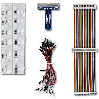 UCTRONICS GPIO Breakout Kit for Raspberry Pi Pico- Assembled Pi T- Type Breakout + 830 Tie Points Solderless Breadboard + 40 Pin Male - Female - Male Rainbow Ribbon Cable + 65pcs Jump Wires