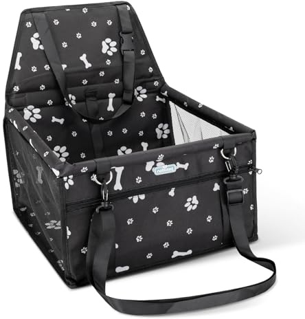 Nobleza Siège Auto pour Chien et Chat, Panier de Voiture Pliable pour Petits Chiens avec Ceinture de Sécurité, Imperméable et Respirant en Tissu Oxford, 40x34x25cm, Noir