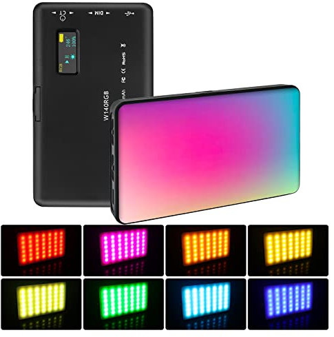 LUXCEO Panneau LED RGB 2500K-9000K,Mini Lampe de Caméra Portable, CRI 95+,3100mAh Batterie intégrée,140 Perles de Lampe Video,pour Vlog,Diffusion en Direct,Interview,Photographie