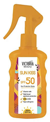 Victoria Beauty Sonnenspray LSF 50, Sonnenmilch mit Vitamin E und Niacinamide, Sunscreen Face SPF 50, Sonnenschutz mit hohem Breitspektrumschutz, wasserfeste Formel, 200ml