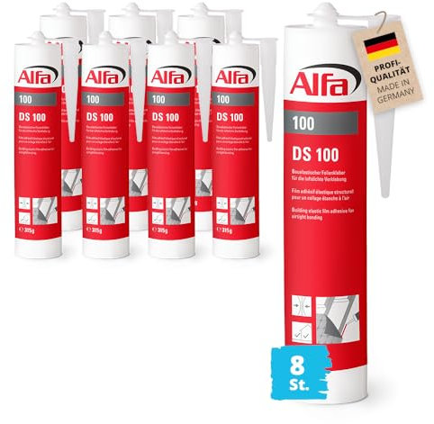 100 ALFA DS - Colle d'étanchéité, 8 pièces, 315g, pour pare-vapeur - intérieur/extérieur, colle hermétiquement tous les chevauchements de film et écrans