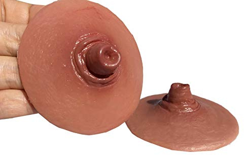 BIMEI Ett par silikonnipplar självhäftande pasties återanvändbara tvättbara självsugande avbitartång klistermärken BH-inlägg för kvinnors bröstformer cosplay crossdressers dragquee, Brun 4, L