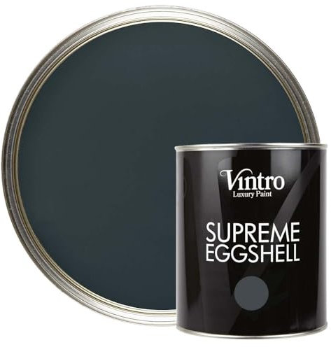 Vintro Paint | Eggshell Paint | for Walls | Wood | Trim | Satin Furniture Paint | Interior & Exterior Use. 1 Litre (Lowry Grey - Dark Grey)