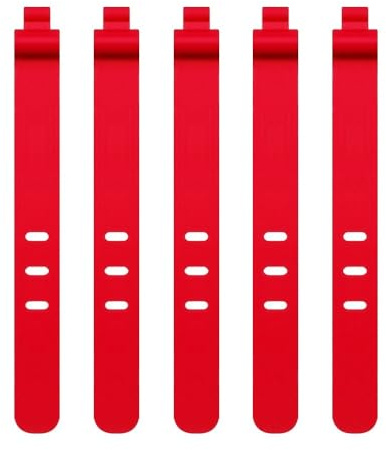 KAHEGIND 5pcs/Set Silicone Cable Winders Strap Belt Shape Silicone Charging Cable Line Winder Earphone Cable Fixing Tie Strap Organizer(Red)