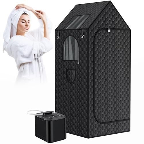 Tenda Sauna a Vapore Da 1000 W, Sauna Portatile per La Casa Con Vaporizzatore Da 3 Litri, Tenda Sauna Calda, Sedia Sauna Pieghevole, Spa Domestica Con Telecomando, 31,5'' X 31,5'' X 74,8''