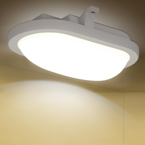 LEZOE Deckenlampe LED Deckenleuchte Bad 10W,1100lm 110(Lm/W) 4000K, IP54 Wasserfest Feuchtraumleuchte Badezimmerlampe, Badlampe Ideal für Bad/Küche/Balkon/Keller/Schlafzimmer/Flur oval 22.6x15x8cm