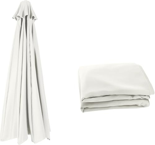 Toldo de Repuesto para Sombrilla Patio 3.0/2.8/2.7/4/2.30m Cubierta Paraguas Mercado con 8 varillas/6 Brazos Exteriores Recambio Tela jardín Piscina Terrazas en Voladizo(Beige Blanco,8 Ribs 3.5m)