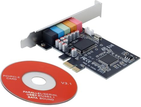 Hoite Scheda audio interna 5.1 per PC per Windows Xp/7/8/10 Scheda stereo 3D CMI8738 PCI-E 7/Vista/XP 32/64 bit