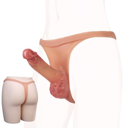 MFMYEE Gode ceinture en silicone, culotte godemichée, gode solide réaliste, gode sans bretelles, SM adulte, jouet sexuel masturbation, pour hommes, femmes, lesbiennes