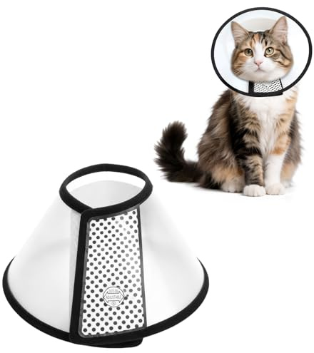 VOSSOT Pet Cone Recovery, Halskrage för Katt Anti-Slick, Lätt Plast Skyddskrage, Hygienisk Krage för Husdjur Postoperativt, Anti-Bete Mjuk för Katter och Små Hundar Halsomkrets 22-26cm