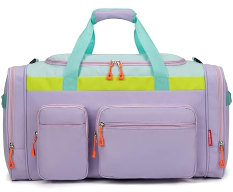 HawLander Large Kids Duffle Bag for Travel, Overnight, or Weekender, 22 inch (Light Green)
