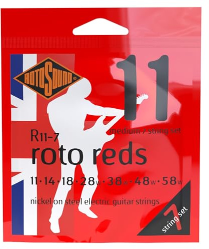 Rotosound Strings for E‑Guitar Roto Nickel Plated 7‑string REDS MED R11‑7 Medium 11‑58