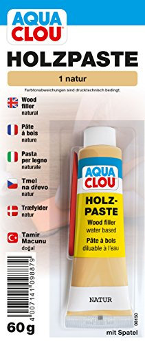 Clou Holzpaste Holzspachtel: innen Holz Spachtelmasse zum Ausbessern von Löchern, Dellen, Rissen in Möbeln, Türen, Parkett und Laminat - natur, 60 g
