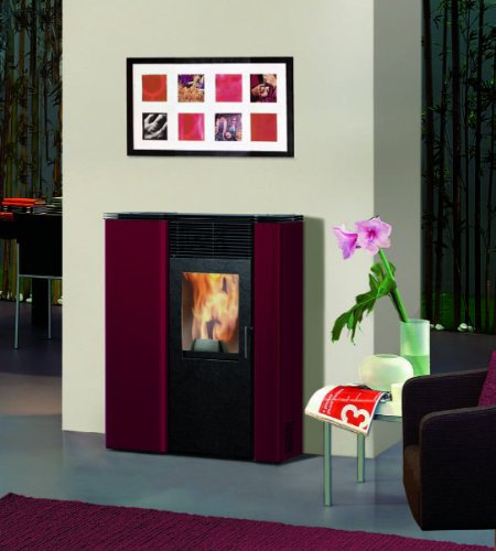 EDILKAMIN STUFA PELLET QUICK 7KW ACCIAIO ROSSO ALTA EFFICIENZA A TERRA