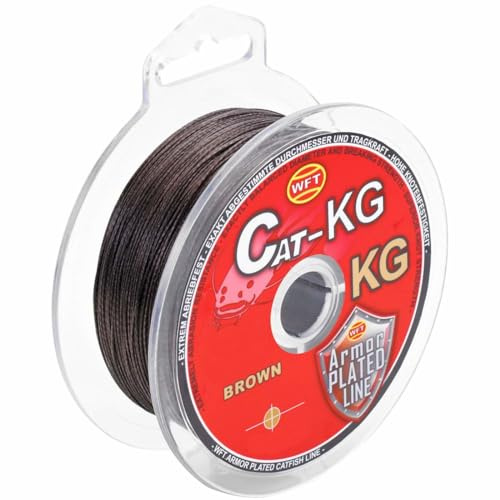 WFT Cat 70kg 0,55mm braun - 300m geflochtene Angelschnur, Schnur zum Welsangeln, Wallerschnur
