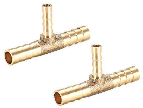 sourcing map 2 Piezas Conector Manguera de Lengüeta de Latón, 8mm x 5mm x 8mm Reductor de Latón en Forma de T, Reductor Manguera de 3 Vías, para Adaptador Manguera
