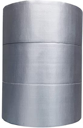 SIMON&ISAAC Cinta de tela para tanques, impermeable, para interior y exterior, 20 m x 50 mm x 3 rollos, grosor 0,25 mm, cinta de duct, se puede utilizar a mano para marcar, sellar, paquetes (plata)