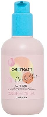 Inebrya Ice Cream Curly Plus Curl One Latte Disciplinante Per Capelli Ricci,Mossi e Permanenti, 200 ml