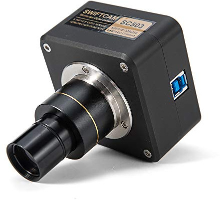Swiftcam 5 Megapixel Camera for Microscopes, with Reduction Lens, Calibration Kit, Eyetube Adapters, and USB 3.0 Cable, Compatible with Windows/Mac/Linux Swiftcam SC503-CK