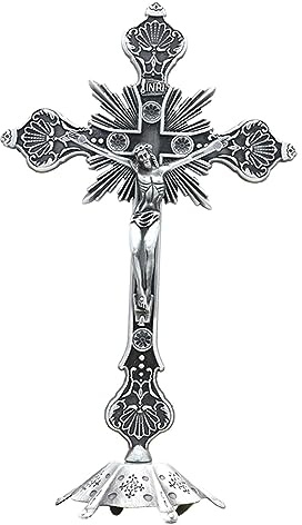 LOVIVER Crucifijo de pie con Cruz de Mesa, Escultura, Estatua de Cruz de Jesús, crucifijo con Soporte, crucifijo de Jesús para Altar, Sala de Estar,