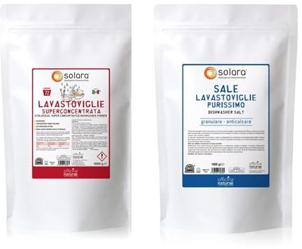 Officina Naturae Solara Lavastoviglie Superconcentrato in Polvere 1 Kg + Sale Lavastoviglie Purissimo 1 Kg VEGAN