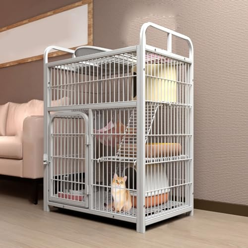 EKDJSN Cat Playpen Indoor, Top Storage Function and Insert Door Design, Metal Cat Cage with Pull-Out Tray, Enclosures for 1-2 Cat (Color : White, Size : 30.7x20.4x39.7in)