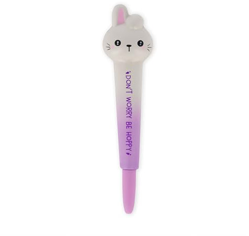 LEGAMI - Squeezies Stylo gel anti-stress, thème Bunny, papeterie Détendez-vous et concentrez-vous, stylo anti-stress, super doux, encre noire, pointe de 1 mm de diamètre