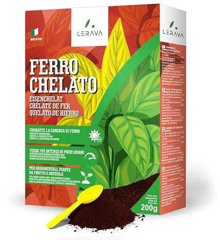 LERAVA® - chelate de fer - Anti-Jaunissement [Agriculture Biologique] - 4x200g - Effet Vert Rapide - Idéal pour Jaunissements Foliés, Toutes Cultures, Pot ou Terre - Ravive la Verdeur - Anti Chlorose