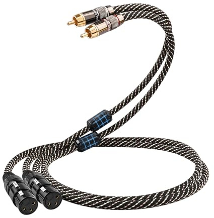 YYTCG Audiophile 4.92ft Dual RCA Male to Dual XLR Female - HiFi Audio Cable,4N OFC Core,Gold-Plated Plug,Nylon Braid,Subwoofer Cable,Compatible with Amplifiers,Mixers,Microphones(4.92ft/1.5m)
