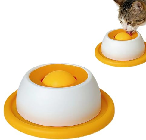 YEJAHY Palla per cani con ventosa, giocattolo interattivo per cani e gatti, giocattolo per cani e gatti, per alimenti bagnati, yogurt, antistress, cura dei denti, giallo