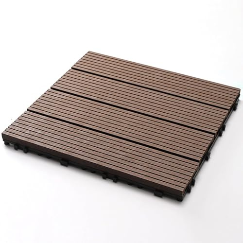 HynJGih Interlocking Outdoor Decking, Plastic Wood Floor Tiles For Patio, Garden, 18 Square Plastic Wood Flooring(Braun)