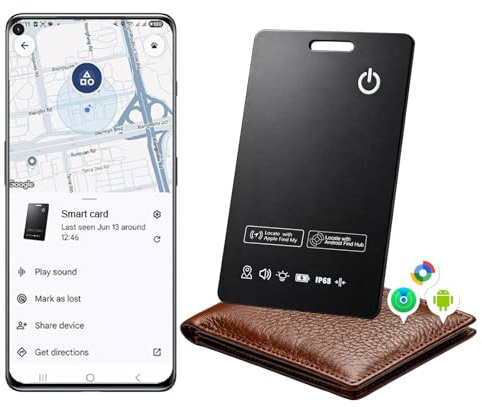 Cewygp AirTag Card Pro Wallet Tracker 1.6mm for Android & iOS, Dual System Rechargeable Smart Card Work with Google Find Hub or Apple Find My APP, Item Finder Locator for Luggage/Suitcase/Bags. 1 Pack