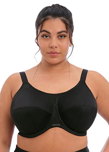 Elomi 8041 Energise U/W Bonnet Profond Support Multiway J Crochet Soutien-Gorge Sport, Femme, EL8041, Noir, 6D