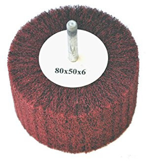Schleifvlies 80mmx50mm, 6mm Einspannschaft Körnung: 240 - Schleifmopstift, Schleifmop, Schleifvliesrad mit Schaft.