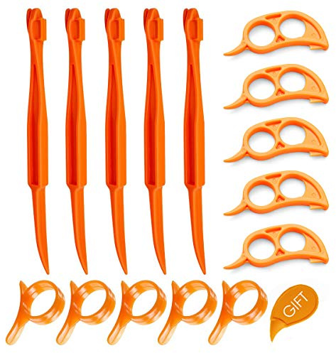 Orange Citrus Peelers, Cosmer Set of 15 Plastic Easy Slicer Cutter Peeler Remover Opener Kitchen Accessories Knife Cooking Tool Kitchen Gadgets (Set A)