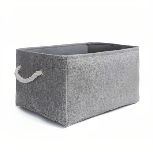 Mangata Foldable Storage Box, Large Thickened Fabric Storage Basket with Handles for Shelves Toy (L, Grey)