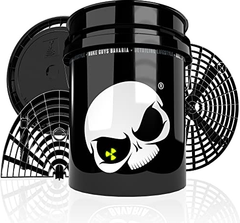 Nuke Guys Auto Wasch Eimer Set, Nuke Bucket 5 US Gallonen (ca.20 Liter), Nuke Grit Made by GritGuard USA, Magic Bucket Klickdeckel, Nuke Board Washboard Made by GritGuard