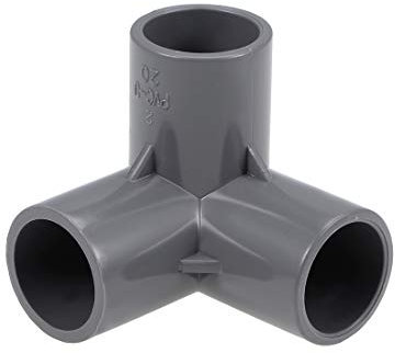 sourcing map 3-Way Elbow PVC Pipe Fitting Furniture Grade 20mm Size Tee Corner Fittings Gray 10Pcs