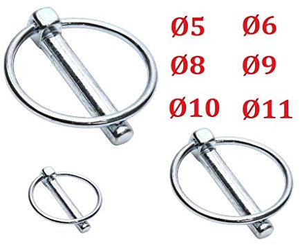 SPINE A SCATTO 5MM 6MM 8MM 9MM 10MM ACCIAIO ZINCATO COPPIGLIA TRATTORE SPINOTTO PERNO DI SICUREZZA (Diametro 11mm x Lunghezza 45mm)