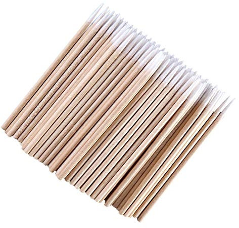 Bastoncini da 6,5 cm, in legno con testa appuntita in cotone, per trucco e microblading, 300 pezzi