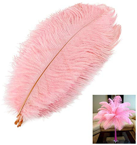 MWOOT 10 st naturliga strutsfjädrar, 25–30 cm (10–12 tum) hantverk gör-det-själv plym fjäder för bordsuppsatser, hem, bröllop, fest, bordsdekoration (rosa)