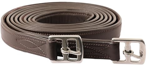 ExionPro Estribos Forrados de Nailon y Cuero duraderos | Negro, Marrón Habana | Tamaños: 54 Pulgadas / 58 Pulgadas / 62 Pulgadas | Tamaño estándar| Acero Inoxidable