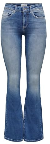 ONLY Damen ONLBLUSH Life MID Flared BB REA1319 NOOS Jeans, Medium Blue Denim, L / 30