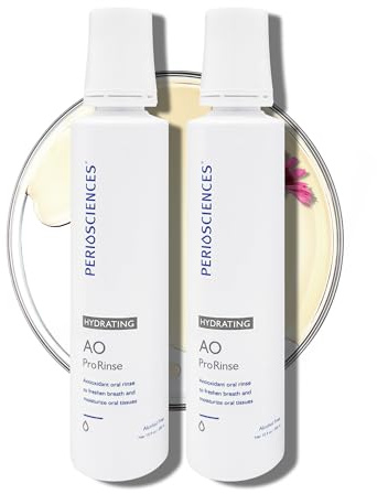 PerioSciences Hydrating Mouthwash Rinse Oral Care Pre Brush - Mint Anti Cavity Dry Mouth Plaque Remover for Healthier Gum Tissue & Teeth Enamel Protection - AO Dentist Recommended Clean - Pack of 2
