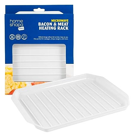 Homeshopa Microwave Bacon Rack, Meat Heating Rack Plate, Bacon Grill Crisper Tray for Fat Drain Defrosting Meals Frozen Food, Kitchen Utensils Microwave Oven Baking Cooking Dish, Plastic
