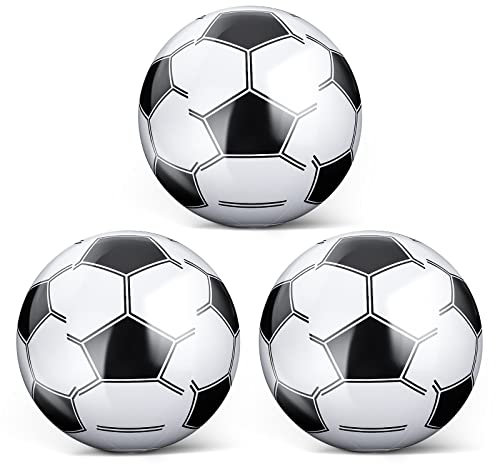 Grevosea 3 Stück Aufblasbarer Ball, 25cm Aufblasbarer Fußball Klein Aufblasbarer Strandball für Kinder Pool Fußball Wasserball für Sommer Strand Schwimmen Pool Sport Spiel Party Supplies